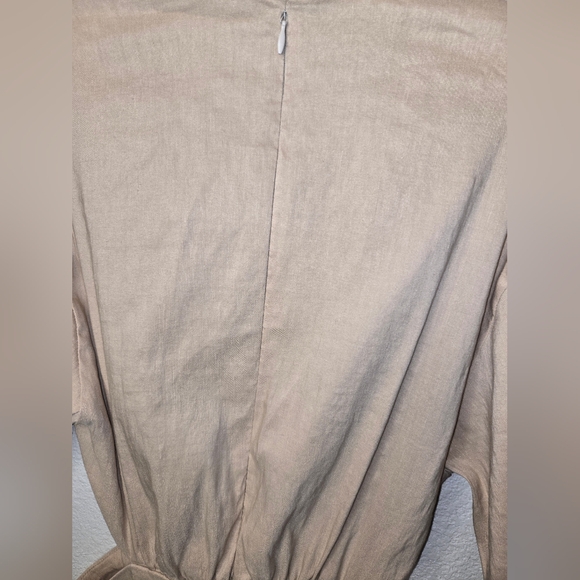 Zara Linen Cutout Dress in Tan - Picture 8 of 9